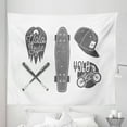 thumbnail image 1 of YOLO Tapestry, Baseball Bat Skateboard and Bicycle Silhouette Greyscale Sports Pattern, Fabric Wall Hanging Decor for Bedroom Living Room Dorm, 5 Sizes, Charcoal Grey and White, by Ambesonne, 1 of 1