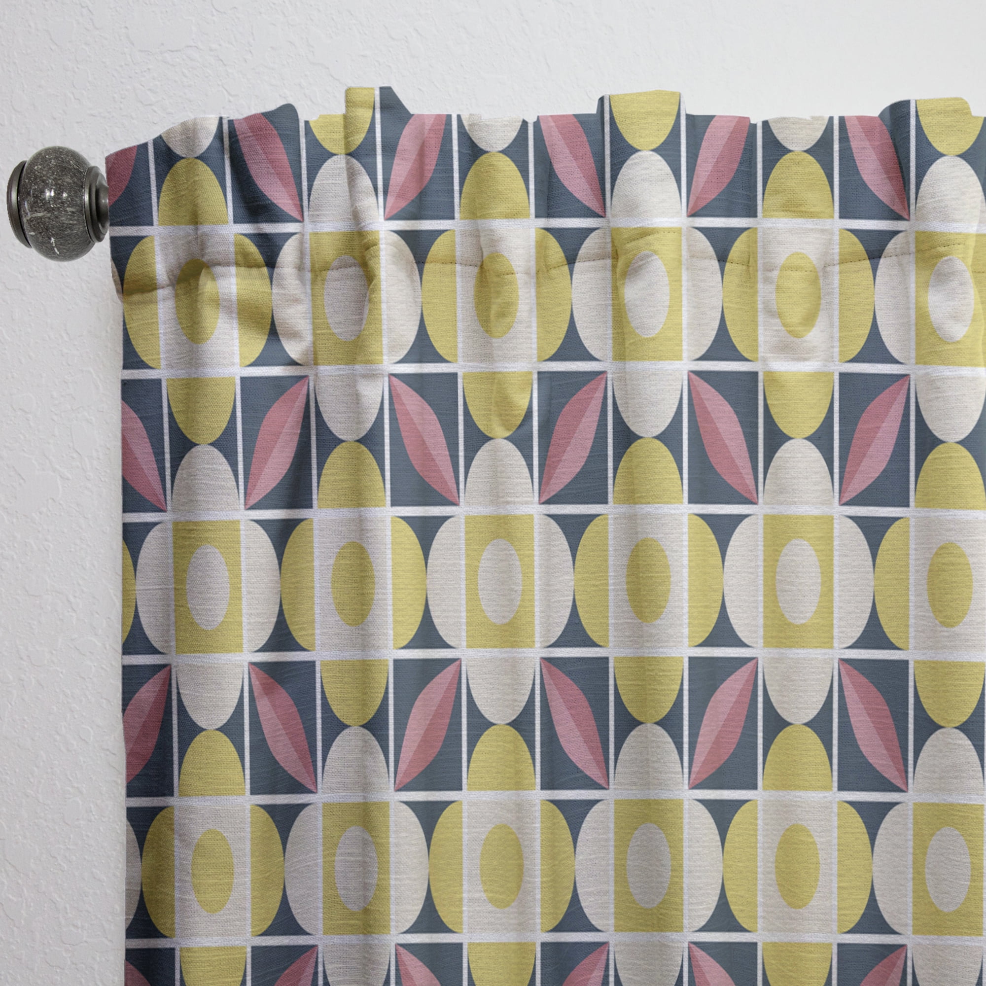 Designart 'Retro Pattern With mosaic style' Mid-Century Modern Curtain Panel