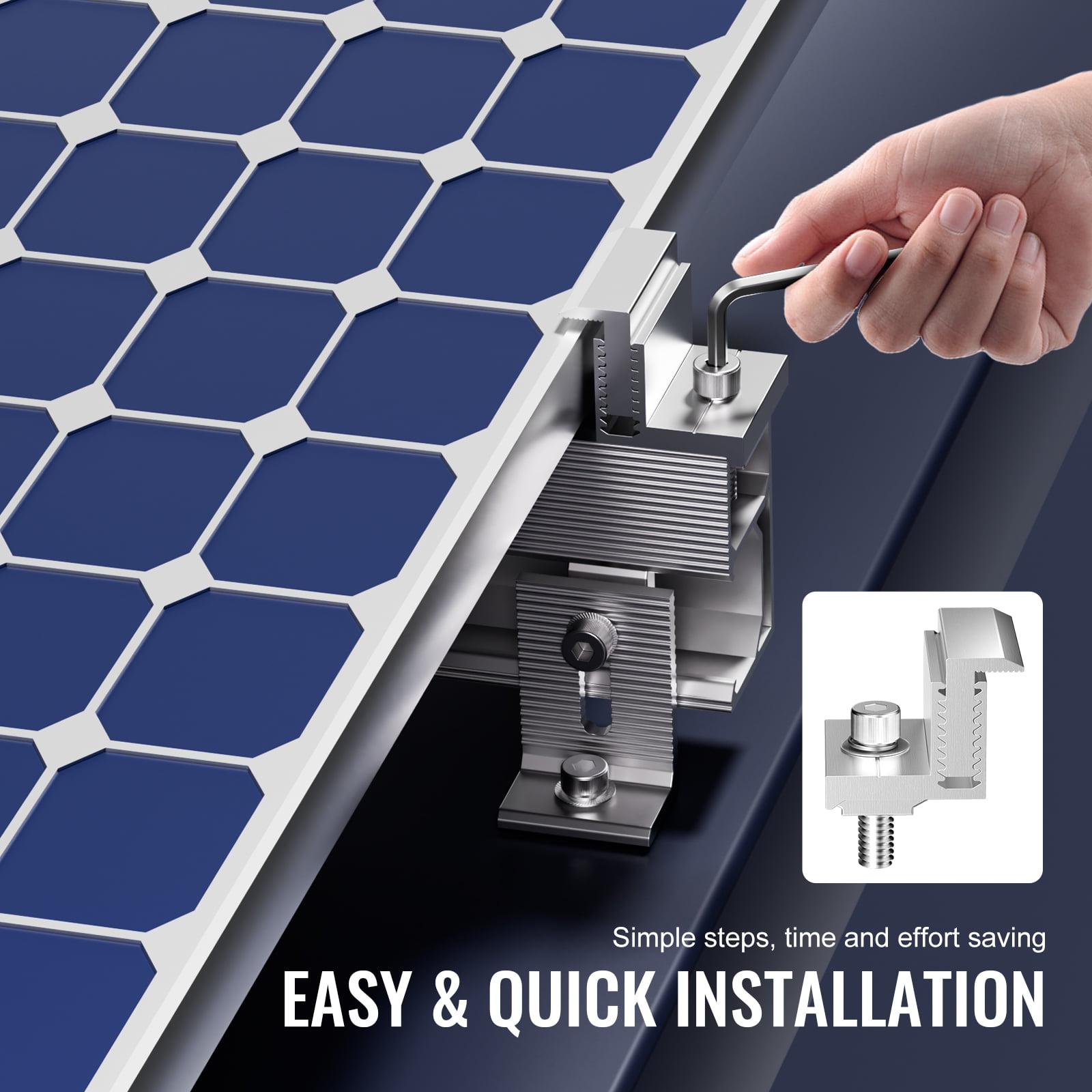 KFFKFF Solar Panel Z Fixing Brackets, 35-50mm Modifiable Solar Panel Terminal Clamps, Featherweight Anodized Aluminum Solar Panel Mount Z Brackets for Recreational Vehicles, Camping Vehicles