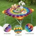 thumbnail image 4 of Colorful Rainbow Tie Dye Spiral Pattern Square Fitted Tablecloth with Elastic Edge,Square Table Cover,Washable Elastic Table Cover for Home Kitchen Party Decor 34"x34", 4 of 6