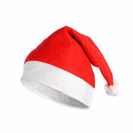 Wideskall® Triditional Red and White Christmas Party Felt Santa Hat - Adult Size