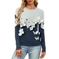 thumbnail image 6 of TaTaai Women's Long Sleeve Round Neck Random Print Slim Fit Ribbed Top Soft Stretchy Casual Fashion Shirt for Daily Commute Home Wear Pack of 1 Gift, 6 of 6