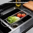 thumbnail image 3 of Over the Sink Colander, Expandable Baskets with Fine Mesh Strainer Handle Stainless Steel Rectangle Kitchen Colanders for Strain Drain Rinse Fruits Vegetables Pasta New Home Essentials, 3 of 4