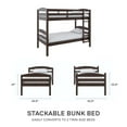 thumbnail image 6 of (2 pack) Better Homes & Gardens Leighton Solid Wood Twin-over-Twin Convertible Bunk Bed, Mocha, 6 of 23