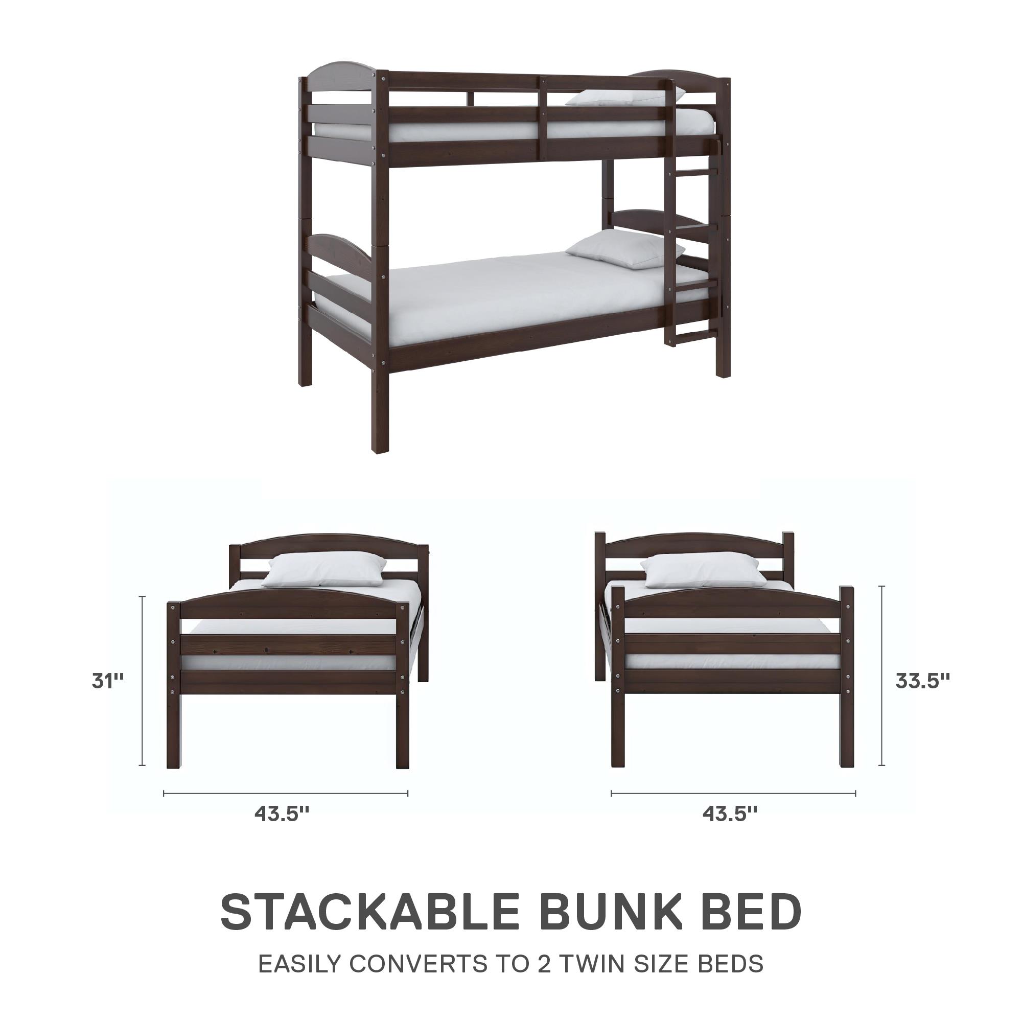 Better Homes & Gardens Leighton Twin-over-Twin Bunk Bed, Mocha photo 4