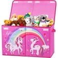 thumbnail image 1 of Coffre à Jouets avec Couvercle Rabattable pour Enfants, Grande Boîte de Rangement Pliable en Oxford avec Poignées pour Garçons Filles, Boîte à Jouets Imperméable Robuste Anti-Poussière pour Chambre Salle de Jeux, 25.5x11.8x15.7 Pouces, 1 of 7