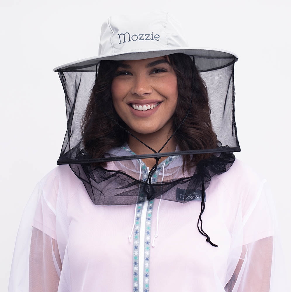 Mozzie Style Mosquito Net Hat. Breathable, Light Gray, Folding Hat. One