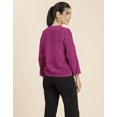 thumbnail image 3 of Moomaya Womens Diagonal Collar Solid Top, Long Sleeves Stylish Formal Top, 3 of 8