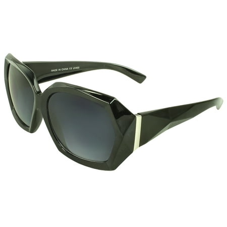 Diamond Shape Fashion Sunglasses Black Frame Purple Black Lenses
