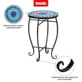 thumbnail image 3 of Mosaic Side Table,14'' Round Small Bistro Table, Indoor End Table,Accent Patio Table with Metal Frame, Black Iron Plant Stand,for Garden Yard Parch Balcony, 3 of 9