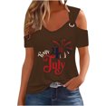 thumbnail image 1 of Tops de Hombro Frío para las Mujeres Día de la Independencia Impreso Fuera Del Hombro Blusa con Cuello en V, Fuera Del Hombro de las Mujeres, 1 of 4