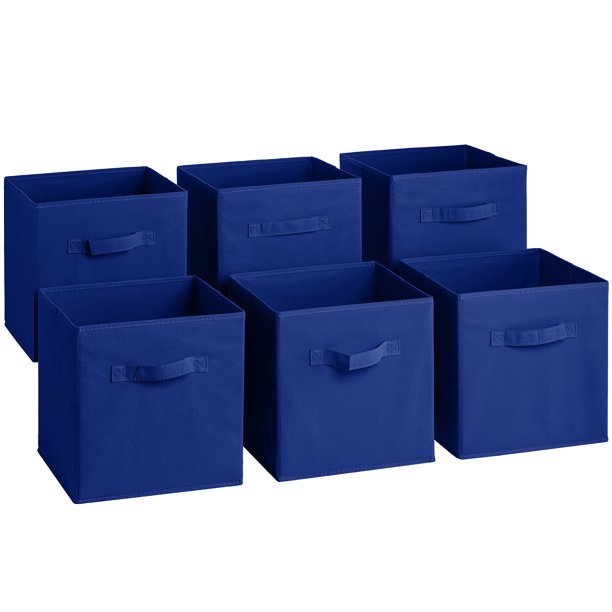 Sorbus Foldable Storage Cube Basket Bin (6pk) Navy Blue