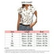 thumbnail image 5 of Camisa de manga corta para mujer, camisa con cuello en V, camisa estampada a la moda, Top informal suelto de verano, blanco XXL, 5 of 5