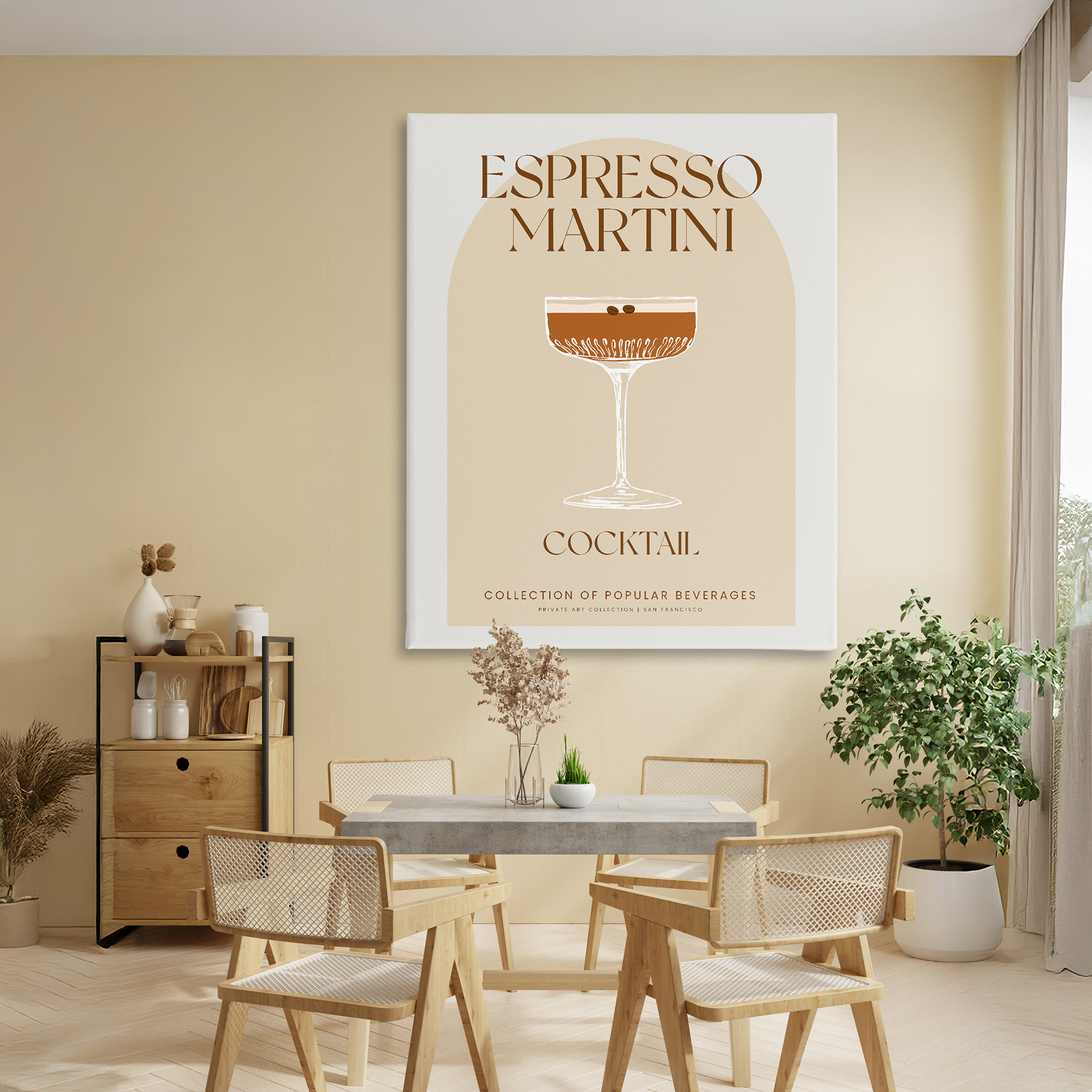 Stylish Retro Espresso Martini Canvas Wall Art, design by Lil' Rue