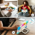 thumbnail image 5 of SaniMore Case for Samsung Galaxy Tab A7 Lite 8.7 inch 2021 Model (SM-T220/T225), Shockproof Shoulder Strap 360° Rotating Handle Bracket Pencil Holder Tri-layer Hybird Anti-drop Kids Shell,Rainbow Blue, 5 of 9