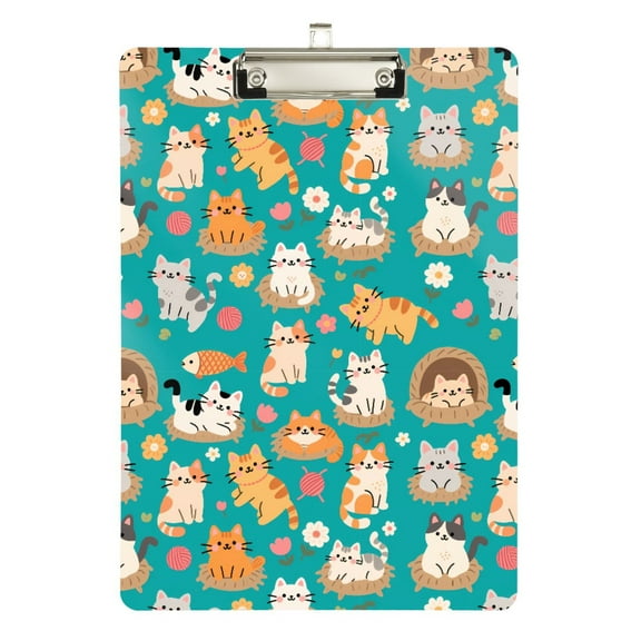 ALAZA Plastic Clipboard A4 Letter Size Decorative Clipboards for Students Women Men 9" x 12.5" Cute Cats Cartoon