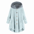 thumbnail image 1 of Lindbes Clearance Womens Plus Size Button Jacket Plush Solid Color Hooded Jacket Loose Cardigan Coat Winter Jacket Sweater, 1 of 3