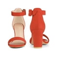 thumbnail image 2 of BLISSFUL STEP Woman's Sandals Block Heels Ankle Strap Open Toe Sandals Orange 10, 2 of 6