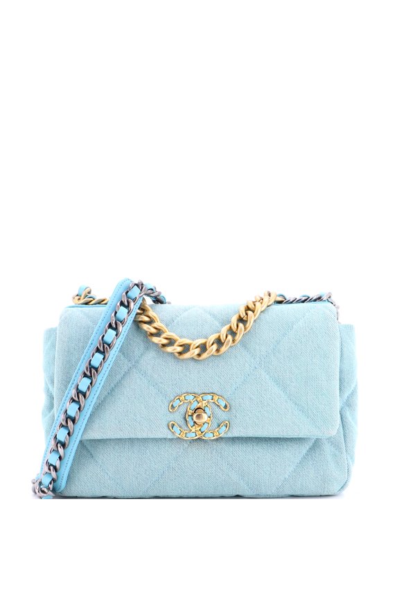 Pre-Owned 19 Flap Bag Quilted Denim Medium By Rebag