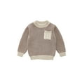 thumbnail image 2 of ITFABS Children?s Autumn Tops, Solid Color Round Neck Long Sleeve Pullover Sweater, 2 of 9