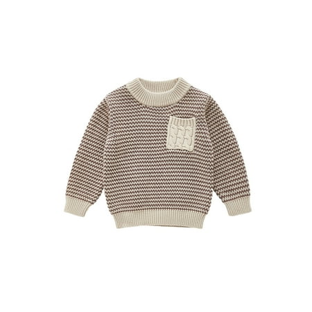 

Newborn Baby Boy Girl Knitted Sweater Tops Long Sleeve Warm Pullover Sweaters with Pocket