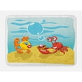 thumbnail image 1 of Engagement Party Bath Mat, Under the Sea Cartoon Fish and Crab with Sand Pearl Proposing, Non-Slip Plush Mat Bathroom Kitchen Laundry Room Decor, 29.5 X 17.5 Inches, Yellow Red and Blue, Ambesonne, 1 of 2