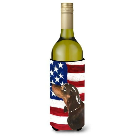 Black & Tan Dachshund Patriotic Wine Bottle Beverge Insulator Hugger