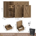 thumbnail image 3 of Homfa 47.2"W Kitchen Sideboard Credenza, Trash Can Cabinets Fits 12.5 Gallon Can, 2 Drawer Wood Buffet Storage Cabinet with Adjustable Shelf, Rustic Brown, 3 of 7
