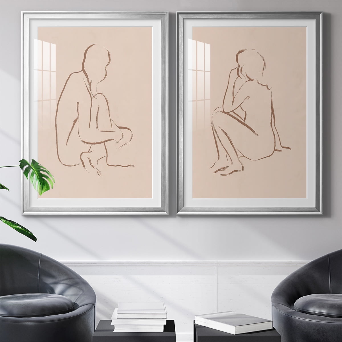 Wexford Home Sketched Pose I Premium Framed Print, 30.5" x 42.5" - Ready to Hang, Silver (Set of 2)