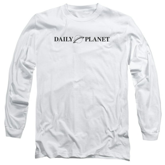 Superman Daily Planet Logo Long Sleeve Adult 18/1 T-Shirt White