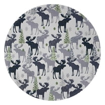 Gray Christmas Moose and Tree Pattern Round Blanket,Comfortable Soft Flannel Throw Blanket,All Season,Warm Lightweight Blankets for Sofa Bed Couch Living Room Chair 47"x47"