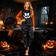 thumbnail image 5 of Family Matching Pajamas, Halloween Pajamas for Family, Halloween Matching Family Pajamas Black Orange Pumpkin Print Long Sleeve Two Piece Pj Set Full Moon Sleepwear Nightwear Loungewear Lycan Photos, 5 of 5