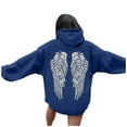 thumbnail image 4 of HOWPAY Angel Wings Hoodies for Women Printed Long Sleeve Casual Sweatshirt Kangaroo Pocket Drop Shoulder Loose Fit Fall Winter Outfits Clothes Navy XL, 4 of 8