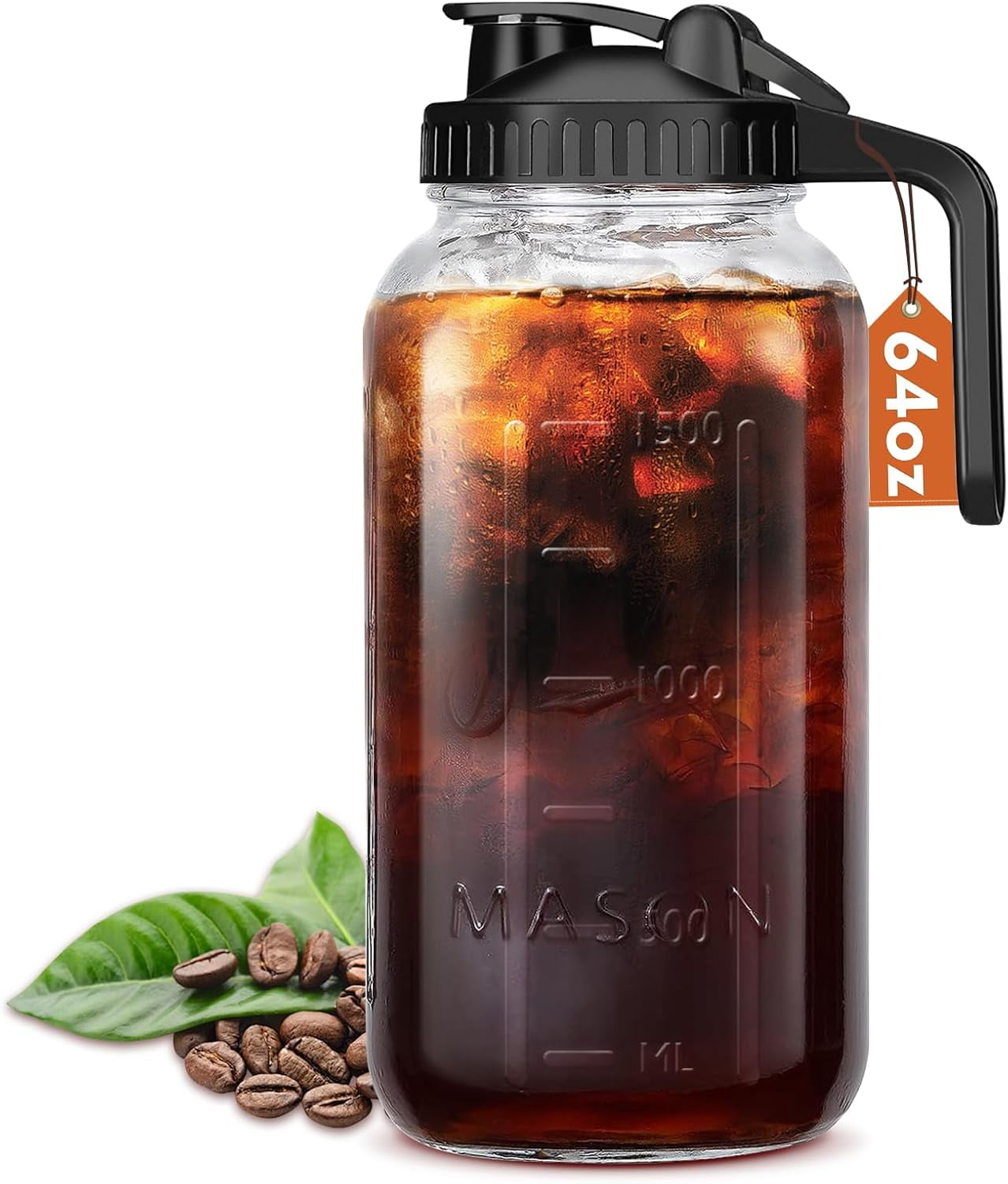 SUMMIT Breast Milk Pitcher, 32 OZ Mason Jar Pitcher with Lid Double Leak Proof,1 Quart Breastmilk Storage Containers for Fridge, Glass Jug for Sun Tea, Juice, Cold Brew Coffee