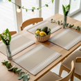 thumbnail image 5 of Khaki Stripes Placemats Set of 6 French Stripe Farmhouse Style Place Mats Table Mats Kitchen Dining Home Outdoor Party Table Decoration, 5 of 9