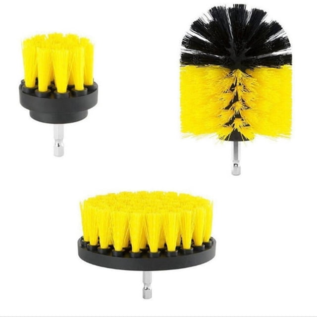 Kit de cepillo de taladro eléctrico de 3 uds, cepillos de fregado de azulejos de vidrio para suelo, cepillo de limpieza para pulido de inodoro, amarillo