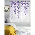 thumbnail image 4 of Purple Ombre Botanical Semi Sheer Window Curtains 72 Inches Long, Watercolor Country Pastoral Leaf Rod Pocket Voile Silky Chiffon Curtain Light Filtering Drapes for Living Room, 52"x72", 2 Panels, 4 of 9