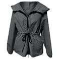 thumbnail image 5 of Rain Jacket for Women Outdoor Lightweight Waterproof Drawstring Waist Zip Up Hooded Jackets with Pockets Windbreaker, 5 of 7