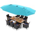 thumbnail image 1 of Gymax 11 PCS Patio Dining Set w/ 15ft Double-Sided Patio Umbrella (Base Included) Navy, 1 of 6