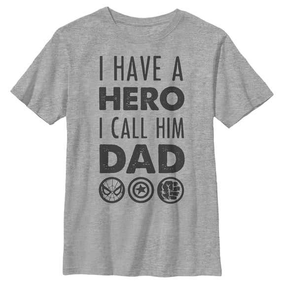 Boys' Husky Marvel Father's Day Avengers Hero Dad Graphic Tee Athletic Heather Small