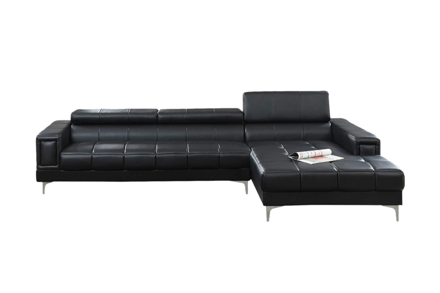 Hayden Bonded Leather Sectional With, Black Bonded Leather Sectional