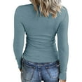 thumbnail image 3 of KIHOUT Spring Winter Womens Tops Casual Solid Color Button V-Neck Long Sleeve Slim Pullover Blouse Tops, 3 of 7