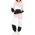 thumbnail image 5 of Girls Boys 2 Piece Sweatsuits Sets Hoodie Sweatshirt and Jogger Sweatpants Tracksuit Unisex Kids Sweat Set (14-15 Years, Pink|Colorblock), 5 of 6