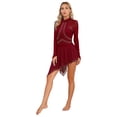 thumbnail image 3 of Zaldita Women's Figure Ice Skating Dress Rhinestone Keyhole Roller Skating Dance Gymnastic Leotard Burgundy L, 3 of 7