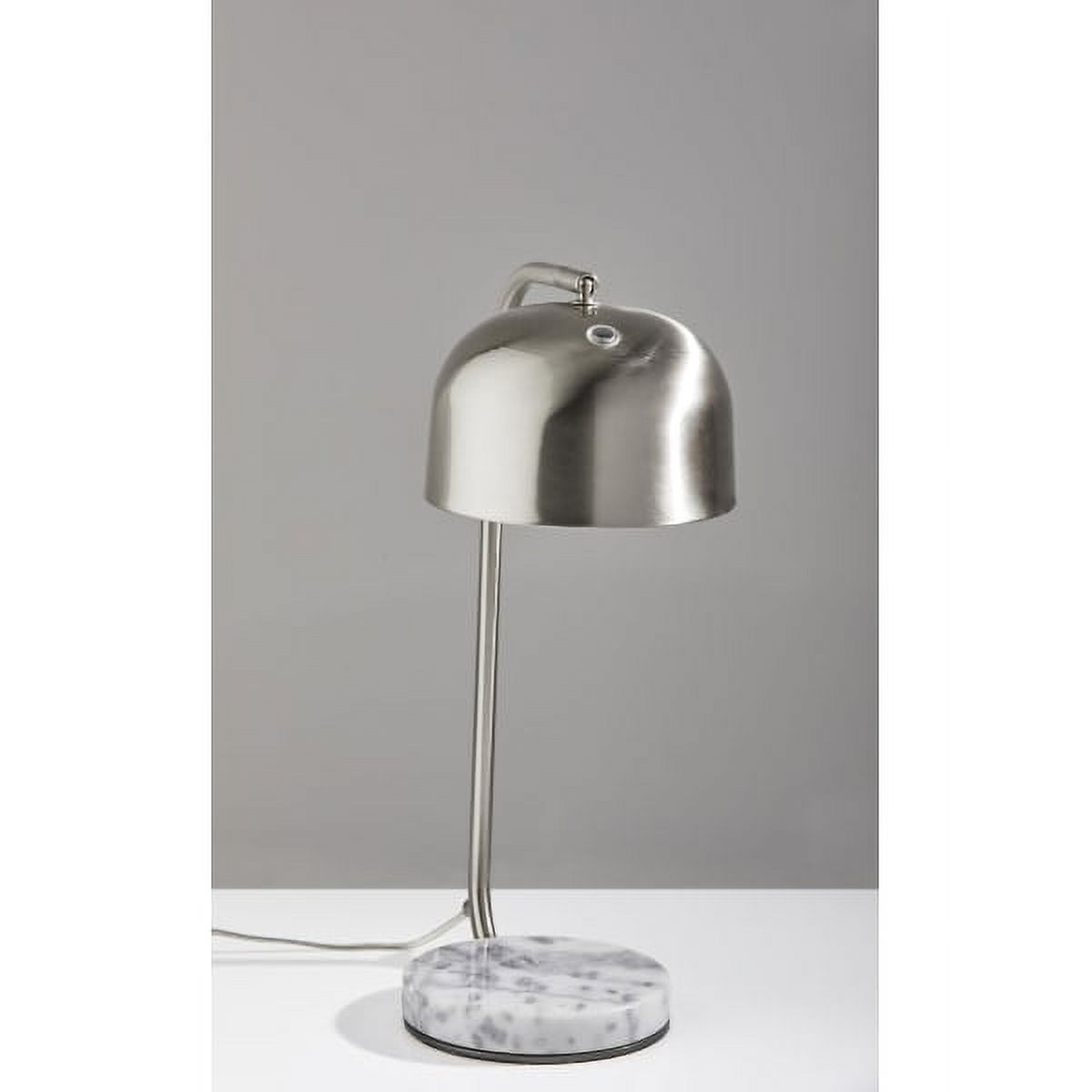 Adesso® Cora Desk Lamp, 22-1/2"H, Brushed Steel Shade/White Marble Base