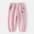thumbnail image 2 of NinXxx Girls Bow Tie Elastic Casual Pants School Spring Autumn Pink 5-6 Years, 2 of 8