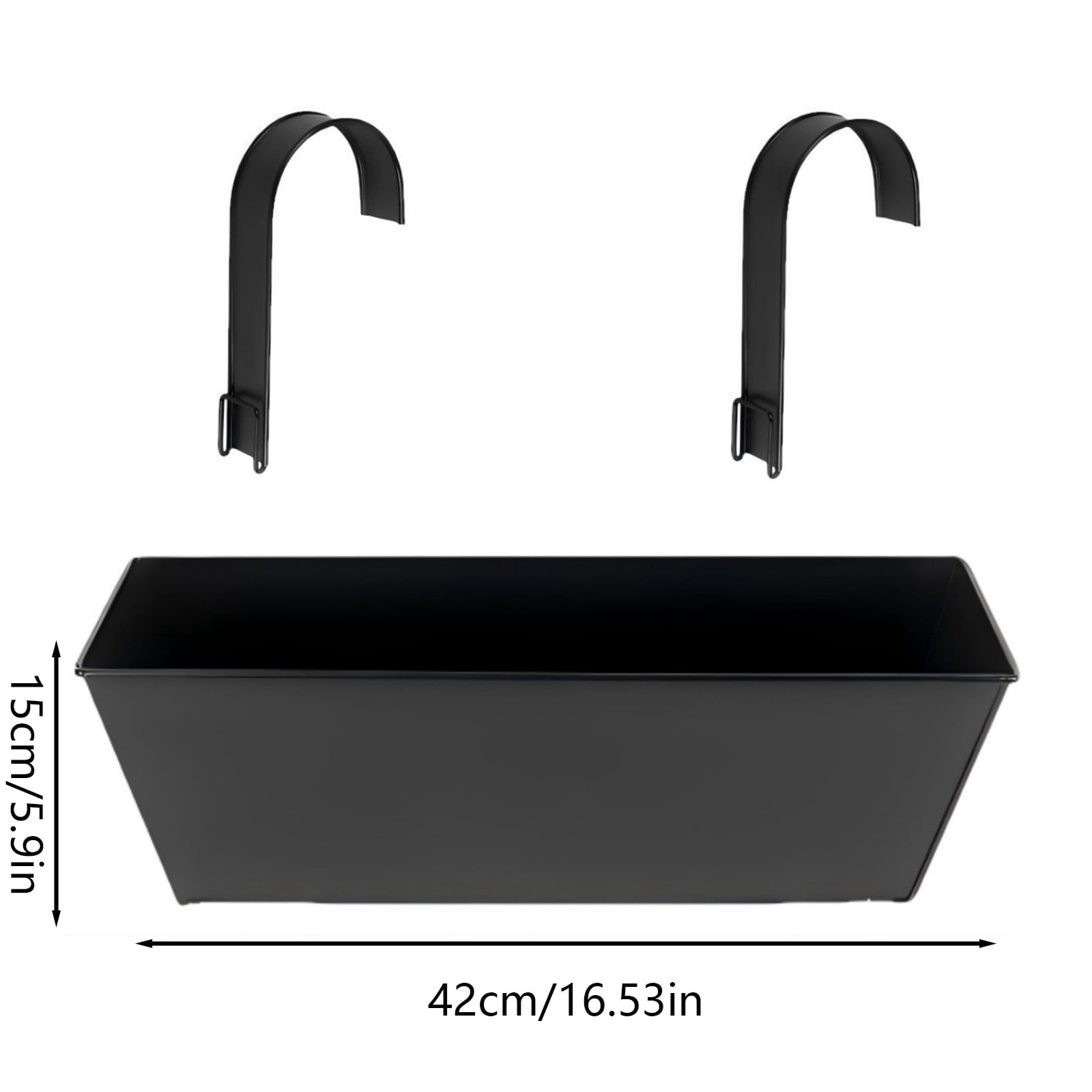 2PC Large Hanging Flower Pots for Railing Or Fence 16.5" Railing Planter Box for Any Balcony, Porch or Deck Countryside Style Window Planter Boxes Are to Herbs & Flowers for Garden