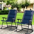thumbnail image 2 of 2 Piece Patio Rocking Chair , Outdoor Folding Furniture In Navy Blue, For Porch, Camping, Balcony, With Stable Handles Deck, Ergonomic, 2 of 2