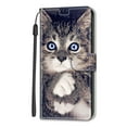 thumbnail image 3 of Dteck Wallet Case for Samsung Galaxy S23 Ultra, Shockproof Magnetic Folio Flip Cover with Anti-Lost Strap Slim Fit Patterned Wallet Phone Case, White Clawed Cat, 3 of 10