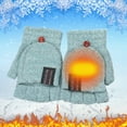 thumbnail image 2 of Gants Convertibles Chauds Tricotés pour Hommes avec Demi-Doigt Design Convertible Sans Doigts pour Activités Extérieures, 2 of 4